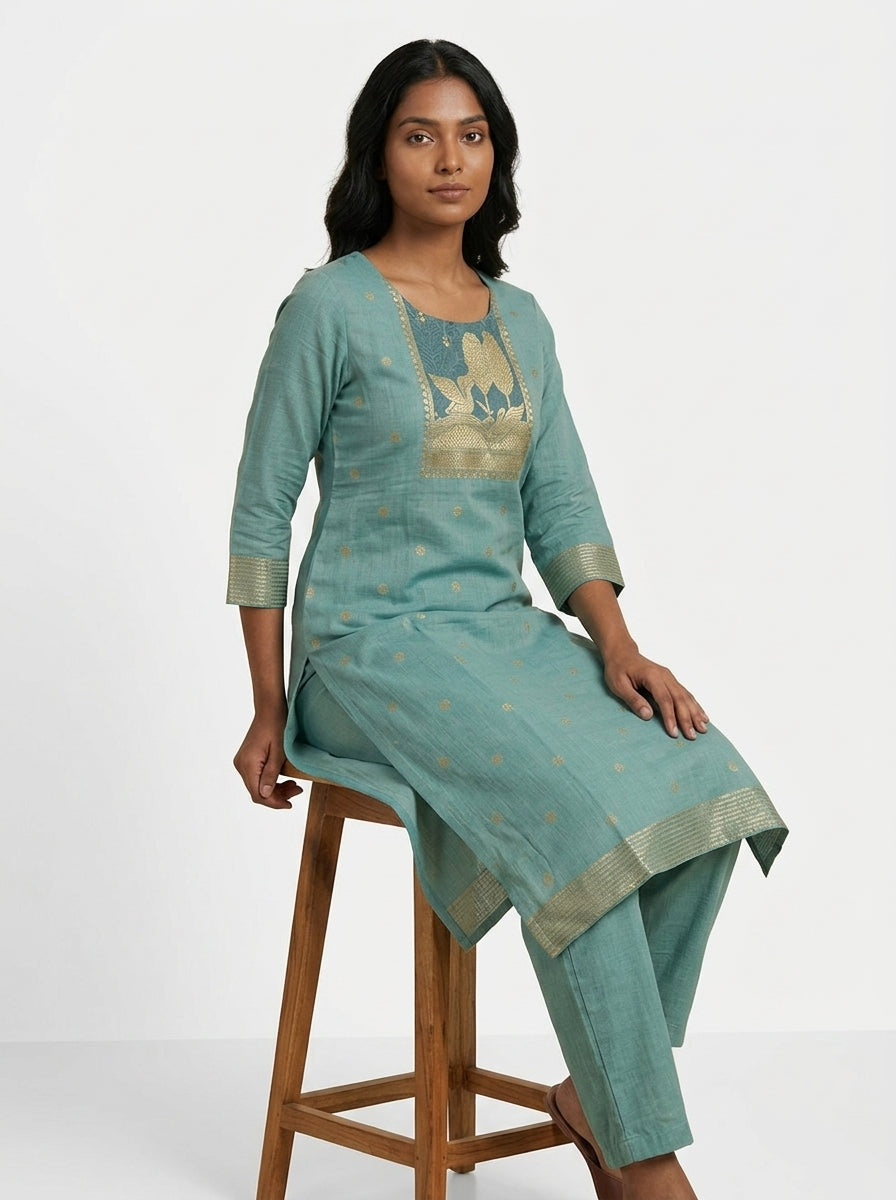 Khadi Cotton Kurti - Green