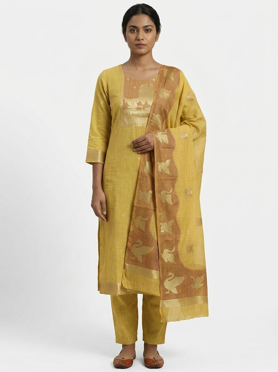 Khadi Cotton Kurti - Gold