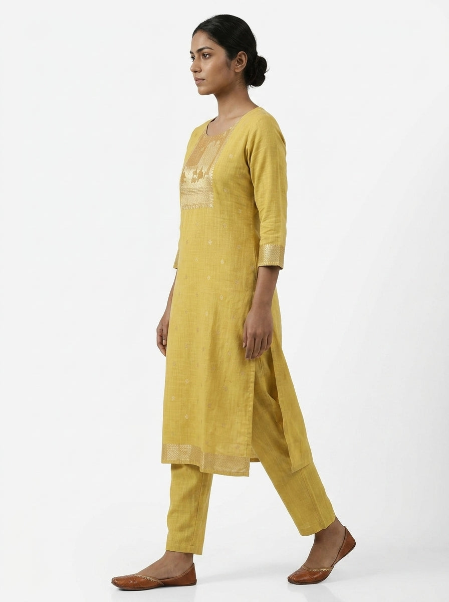 Khadi Cotton Kurti - Gold