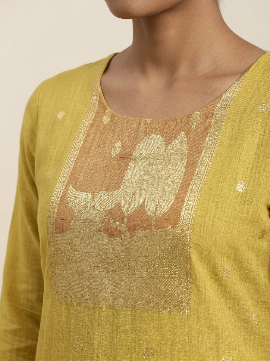 Khadi Cotton Kurti - Gold