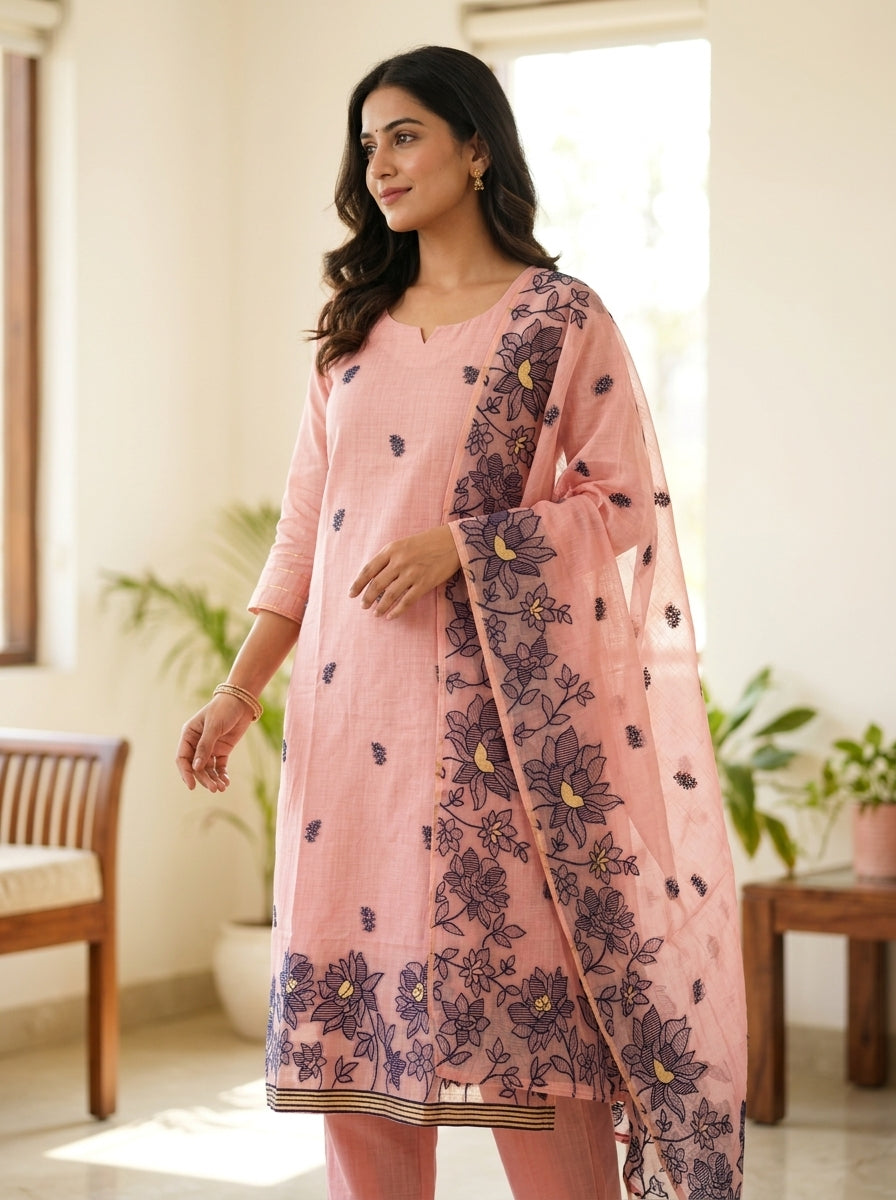Khadi Cotton Kurti - Pink