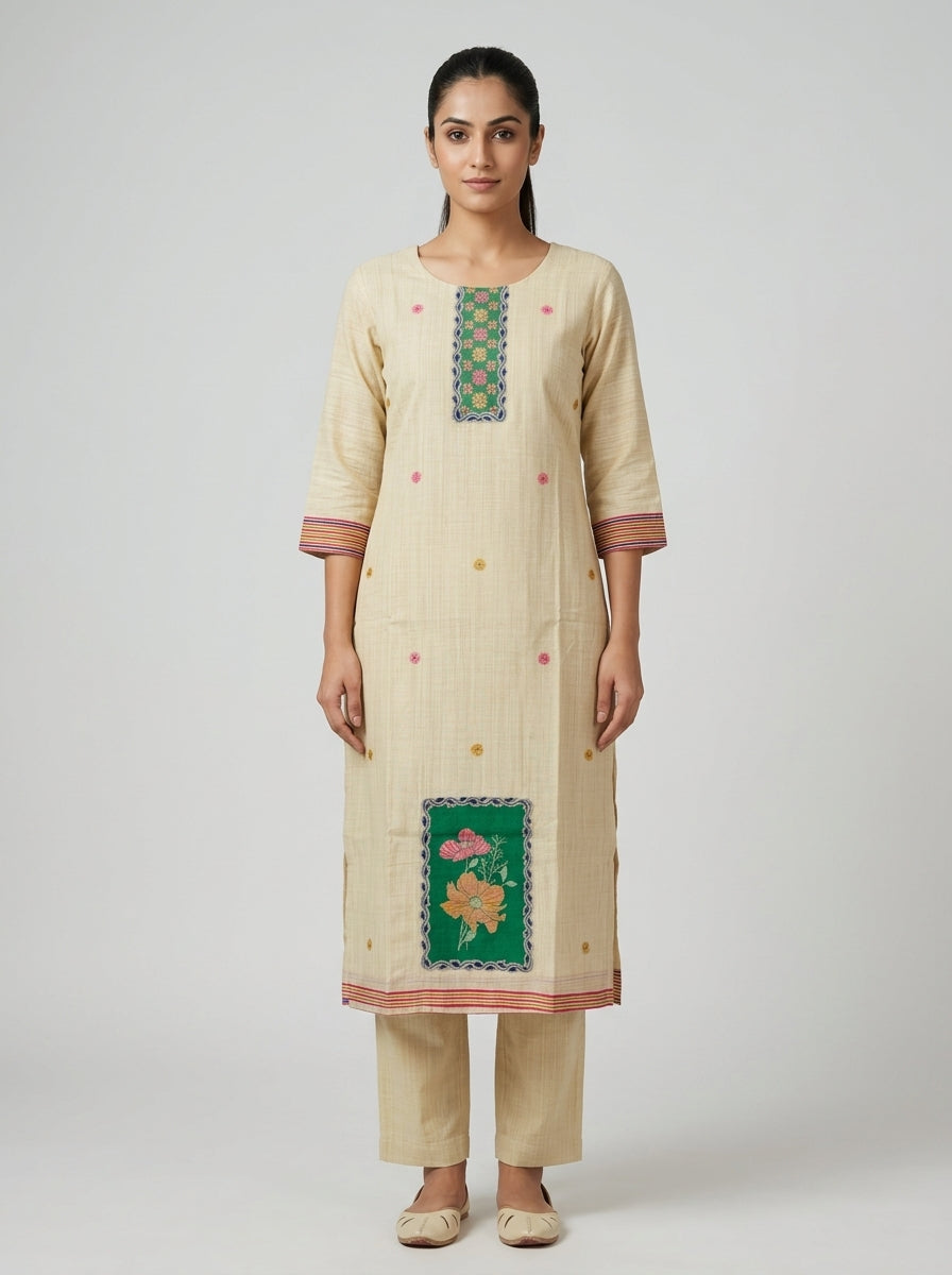 Khadi Cotton Kurti - Sandal