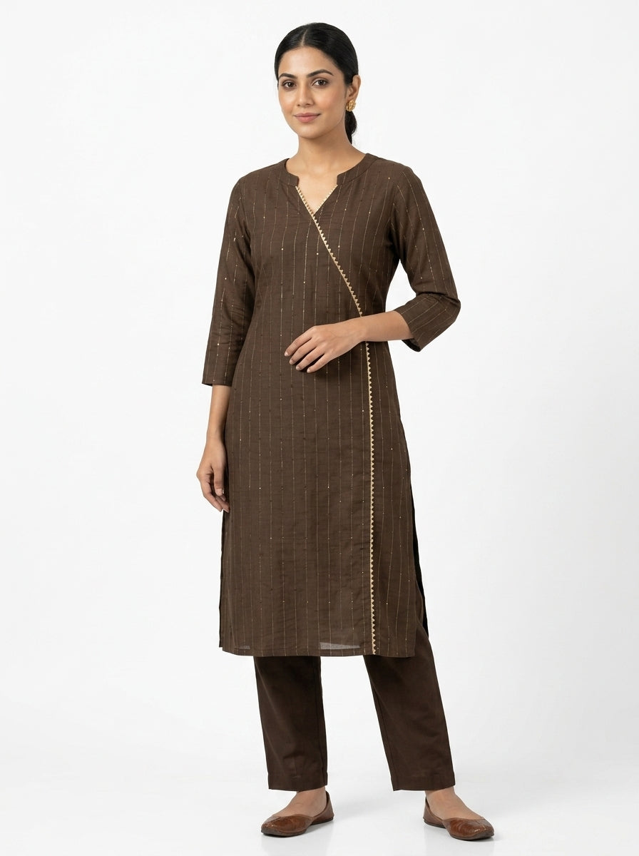 Brown Kurti Set - Chinnon Chocolate